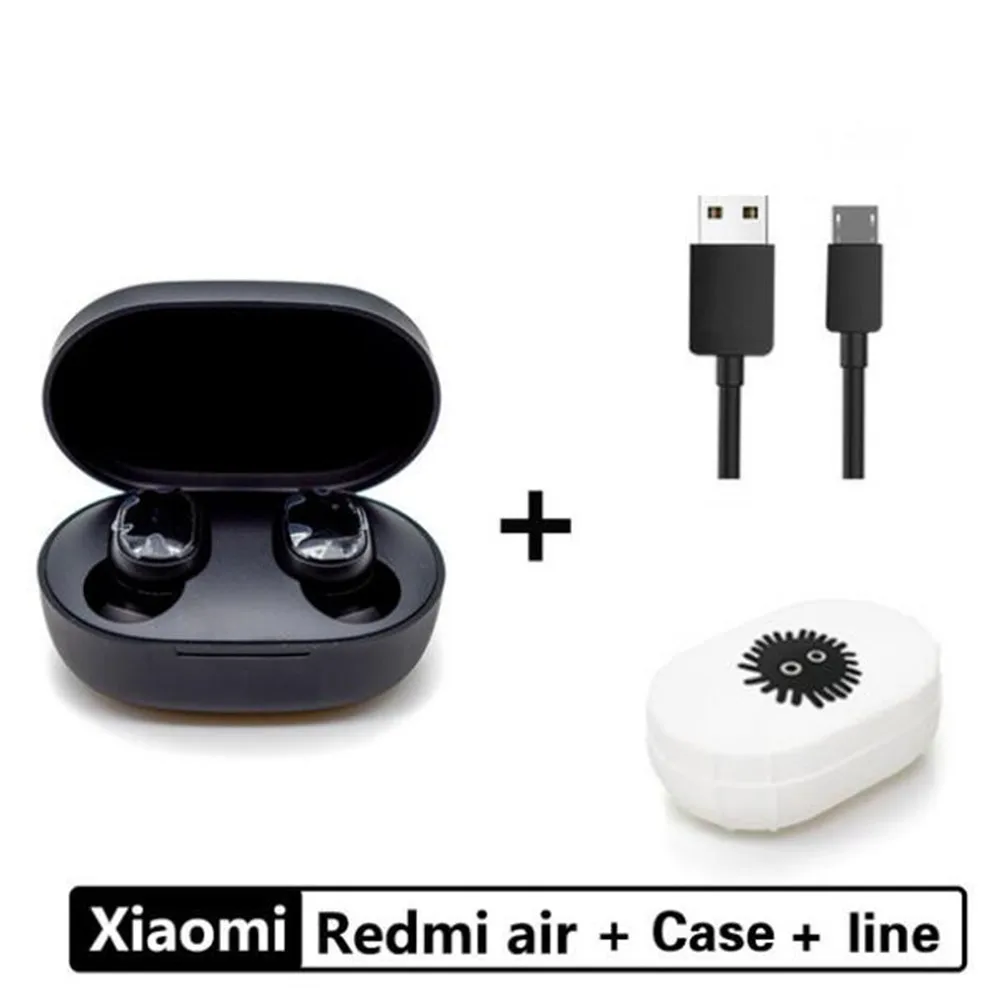 Оригинальные Xiaomi Redmi Airdots TWS Bluetooth 5,0 наушники беспроводные активные шумоподавления с микрофоном Handsfree AI управление - Цвет: add case and cable