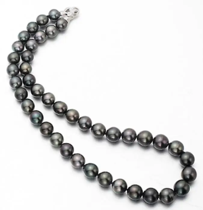 Popular collar de perlas negro tahitiano de 10-11mm de 18 pulgadas - 2