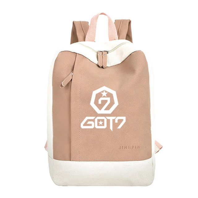 Женский тканевый рюкзак с надписью «Sac A Dos Exo Got7 Wanna One», два раза Monsta X Seventeen, черный, розовый, Harajuku, женская сумка, рюкзак - Цвет: got7P2