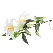 HGHO-искусственный цветок пластиковая ткань Лилия деко для Дома Офиса белый