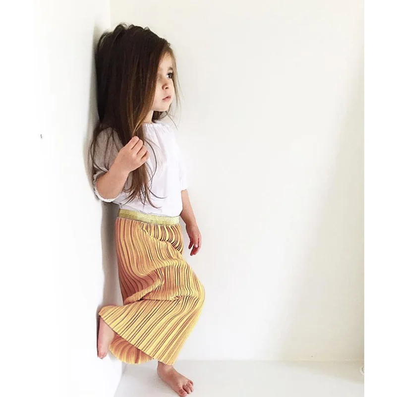 Kids Girls Pleated Velvet Vintage Long Skirts 2017 New Spring Children Hem Skirts for Baby Girls