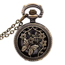 Оптовые часы винтажные бронзовые 31," цепочка антикварные карманные часы модный подарок-бабочки и цветы
