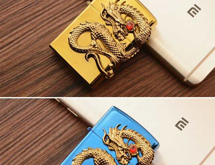 USB зарядка двойная дуга Зажигалка Ветрозащитная личность креативный ДРАКОН человек Электрический Импульсный металлический прикуриватель подарок