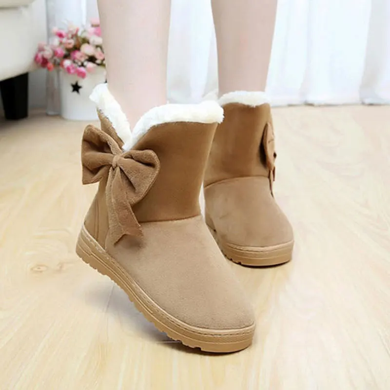 

Women boots 2019 new fashion solid winter boots women shoes warm fur ankle boots women slip-on flat with casual shoes woman