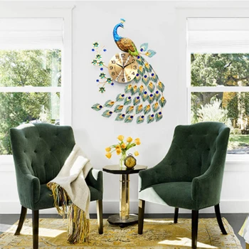 

Large Diamond Quartz geekcook Peacock Wall Clock European Modern Simple Personality Creative Living Room Bedroom Clocks Wall