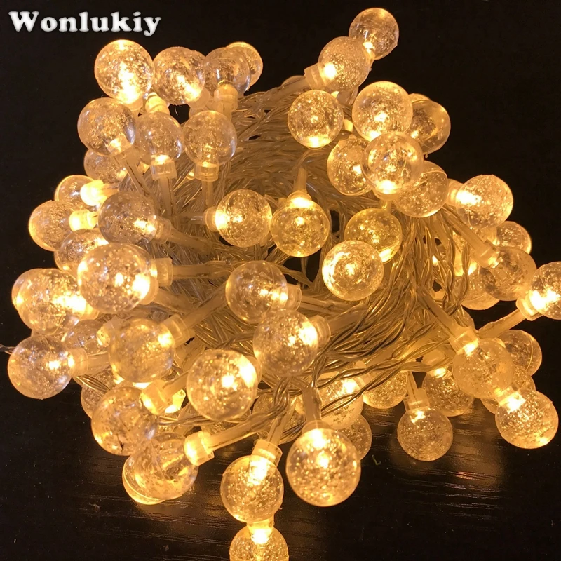 Wonlukiy хрустальный шар освещения AA батареи 2 м/3 м/4 м/5 м/10 м светодиодные гирлянды
