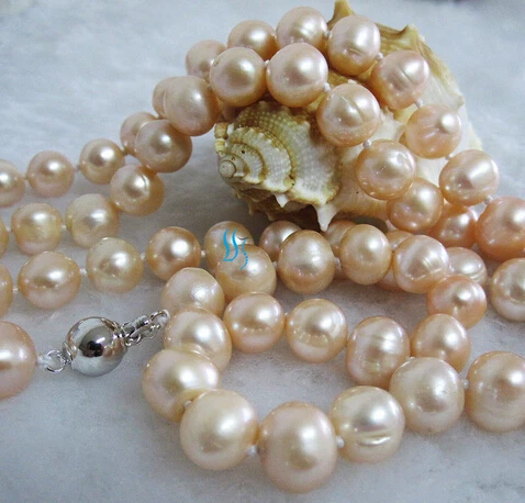 

ddhN407 32" 8-10mm Peach Pink Freshwater Pearl Necklace Strand Jewelry N Discount A
