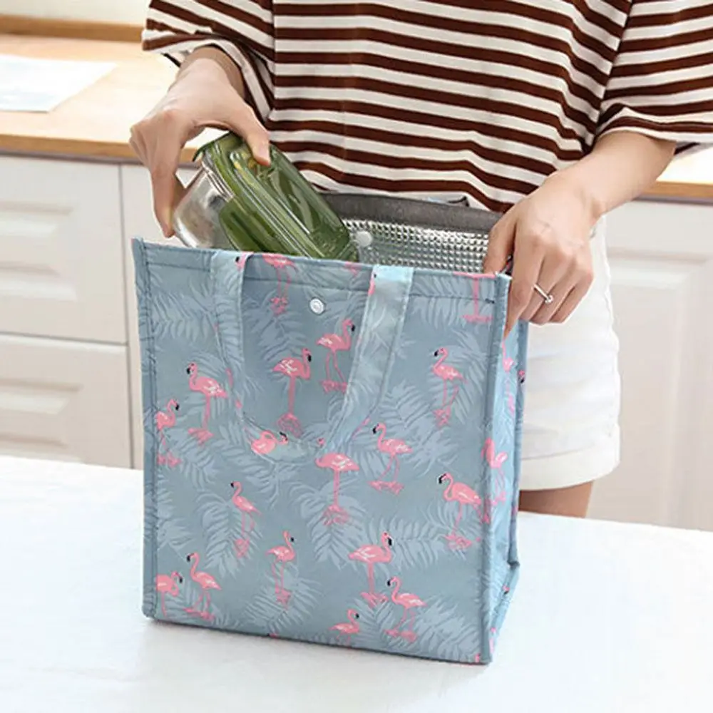 New Fresh Insulation Cold Bags Kid Thermal Oxford Picnic Lunch Bag Waterproof Convenient Leisure Bag Cute Bird Cactus Tote