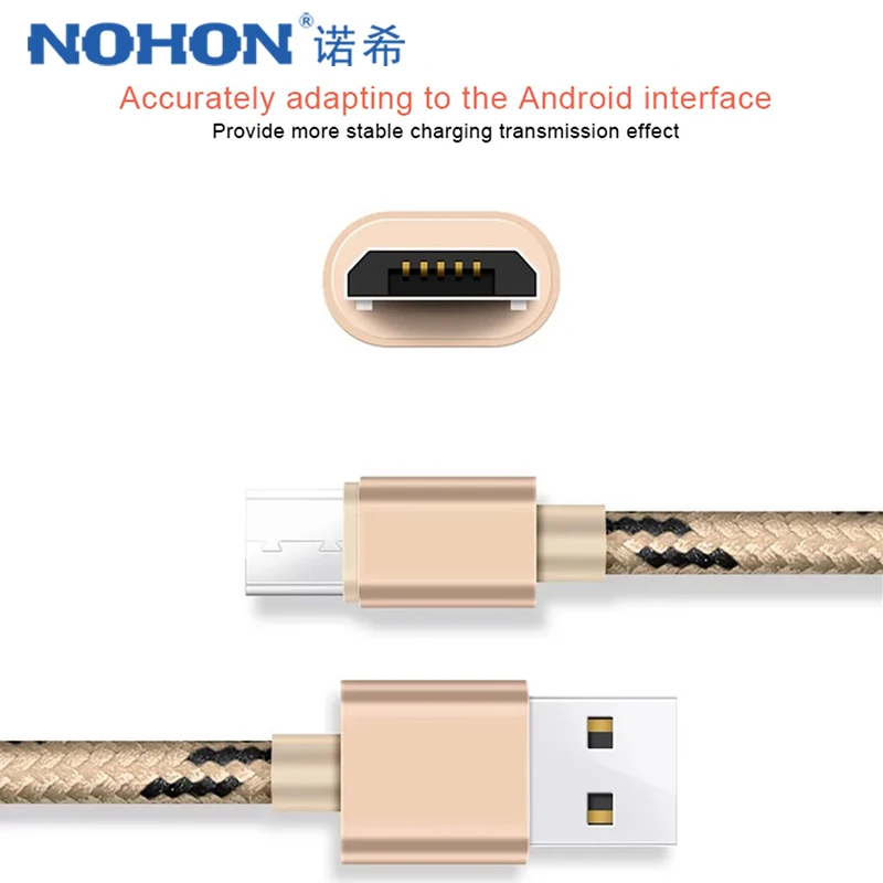 NOHON нейлоновый Micro USB кабель для зарядки и синхронизации для samsung Galaxy S7 S6 для huawei для Xiaomi Redmi 4X 4A Android Phone, быстрые кабели 2 м