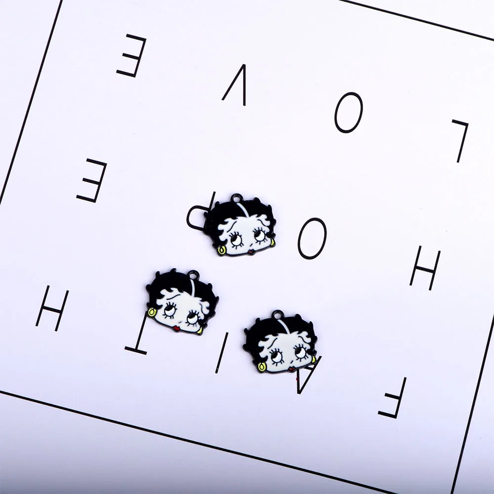 Betty boop Подвеска из сплава мультфильм эмаль металлические подвески для ювелирные