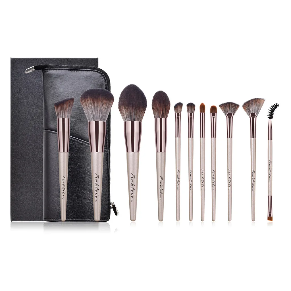 11 PCS Wooden Foundation Cosmetic Eyebrow Eyeshadow Brush Makeup Sets Tools makeup brush holder organizer accessorie 04* | Красота и