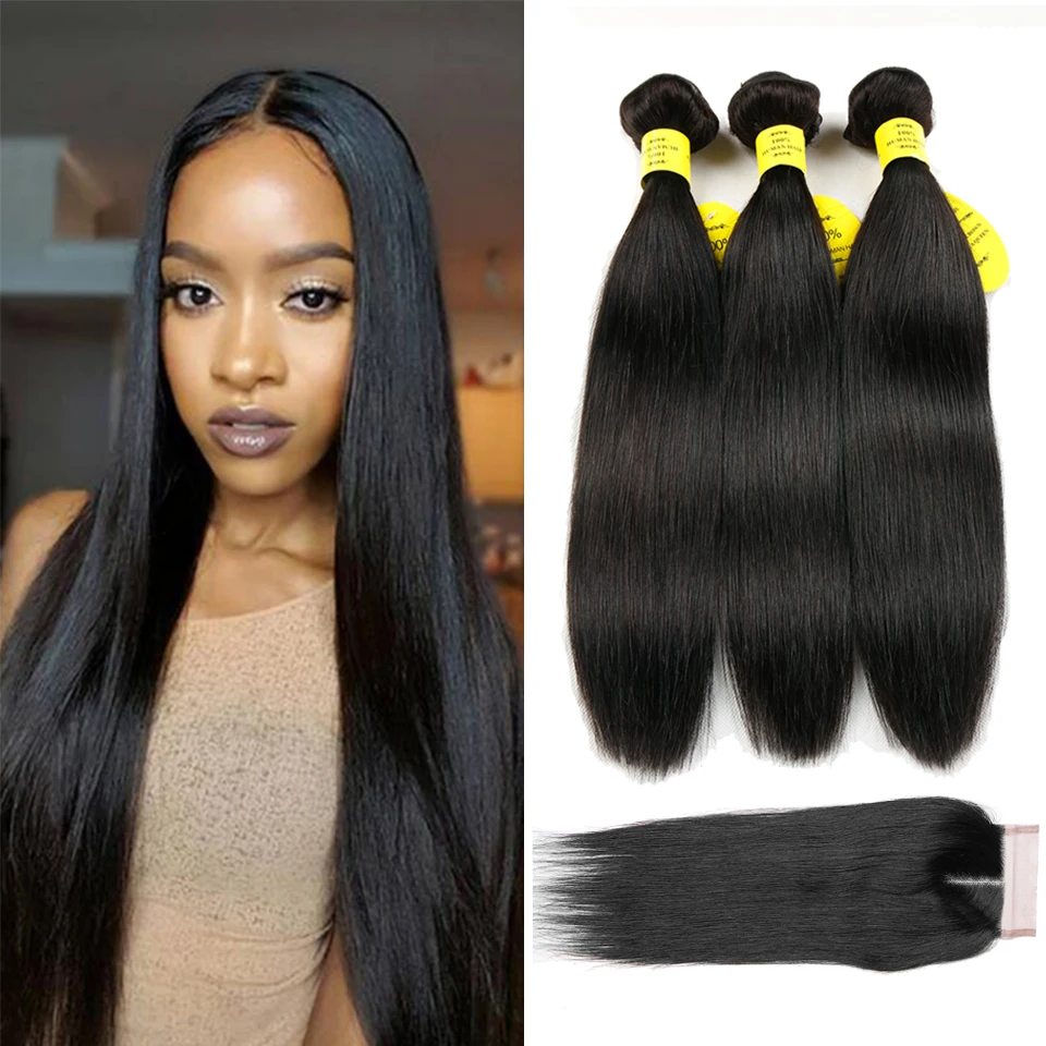 Царственный 100% человеческих волос Weave Связки с закрытием номера Реми утка 2 3 4 пучки бразильские прямые волосы Связки с застежка Царственный 100% человеческих волос Weave Связки с закрытием номера Реми утка 2 3 4 пучки бразильские прямые волосы Связки с застежка