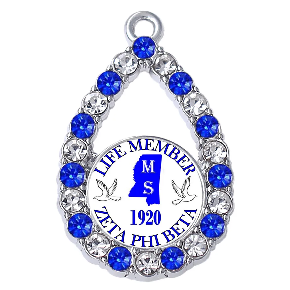 Металлическая наклейка с двойным носом и голубым кристаллом 1920 zeta phi beta