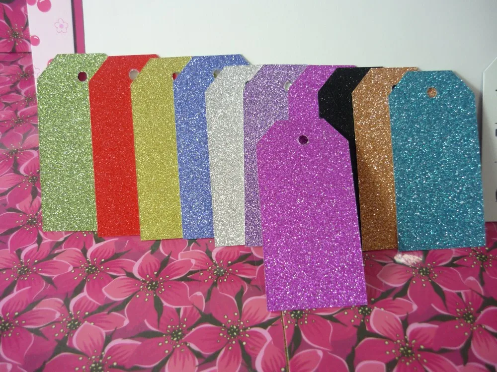 CX-TAG-00008 3.5x7cm Mix Colors Glitter Gift Tags 08