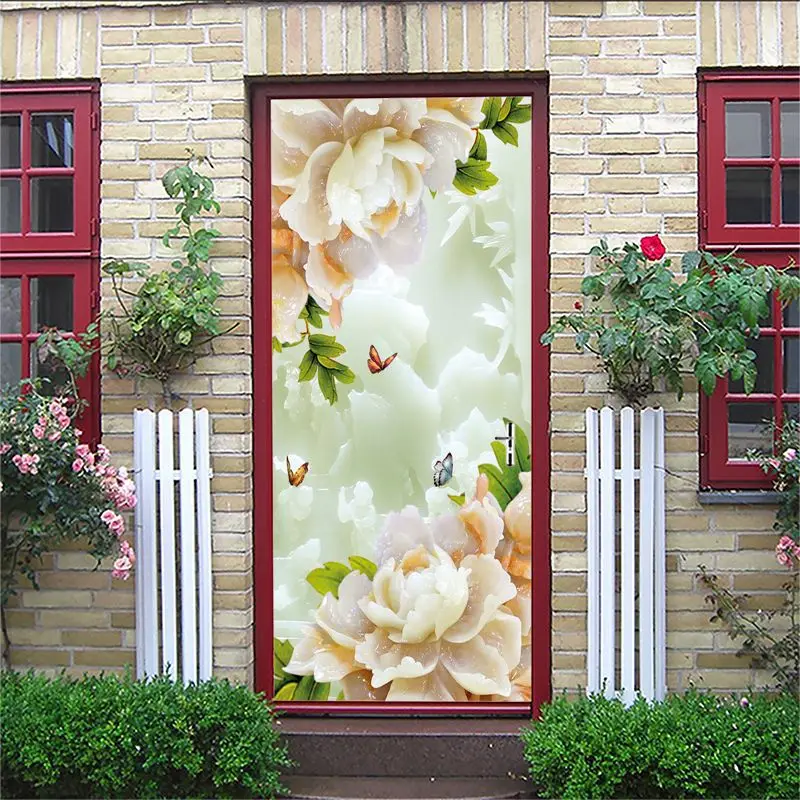 С изображением пейзажа с фонтаном креативная художественная дверь водостойкая 3D настенная палка Diy самоклеящаяся художественная домашняя Декорация-наклейка - Цвет: Door Stickers18