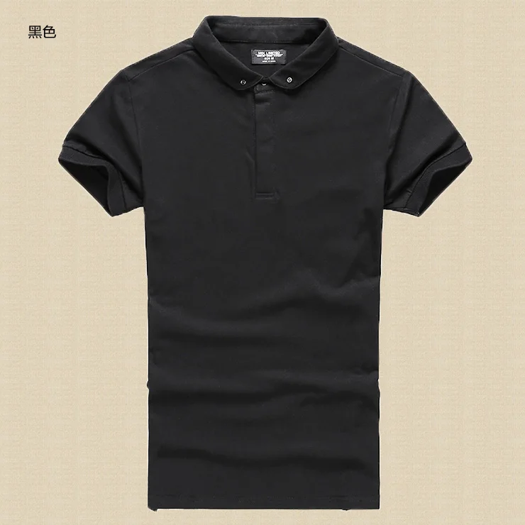 Новая мужская брендовая рубашка поло для мужчин, мужская хлопковая рубашка поло с коротким рукавом, Однотонная рубашка поло, Повседневная дышащая спортивная одежда PL003-2 - Цвет: black