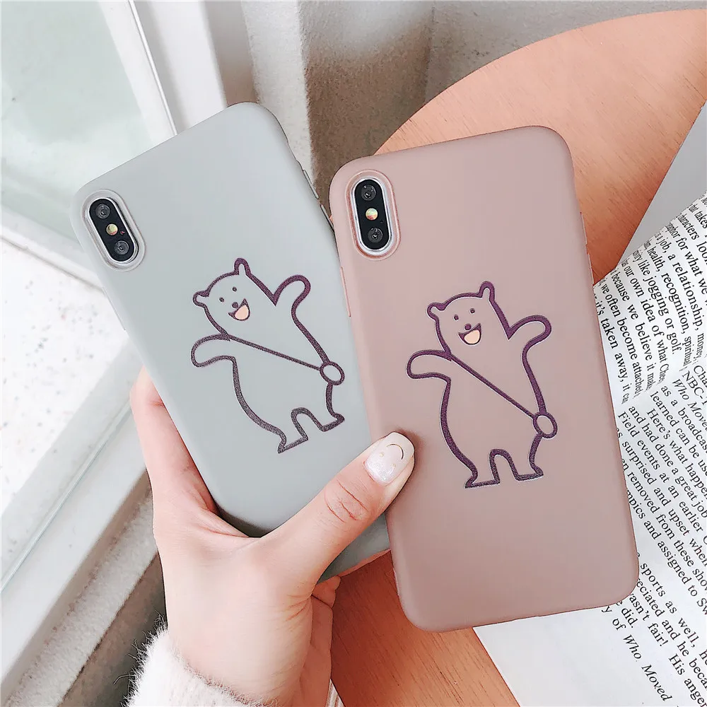 Cute Matte Soft Silicone Case For iPhone 7 8Plus Cases Telephone Cover