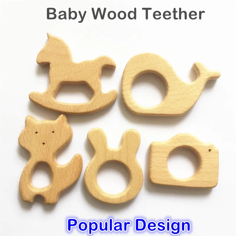Chenkai 10pcs Wooden Teether Nature font b Baby b font Teething Grasping Toy DIY Organic Eco