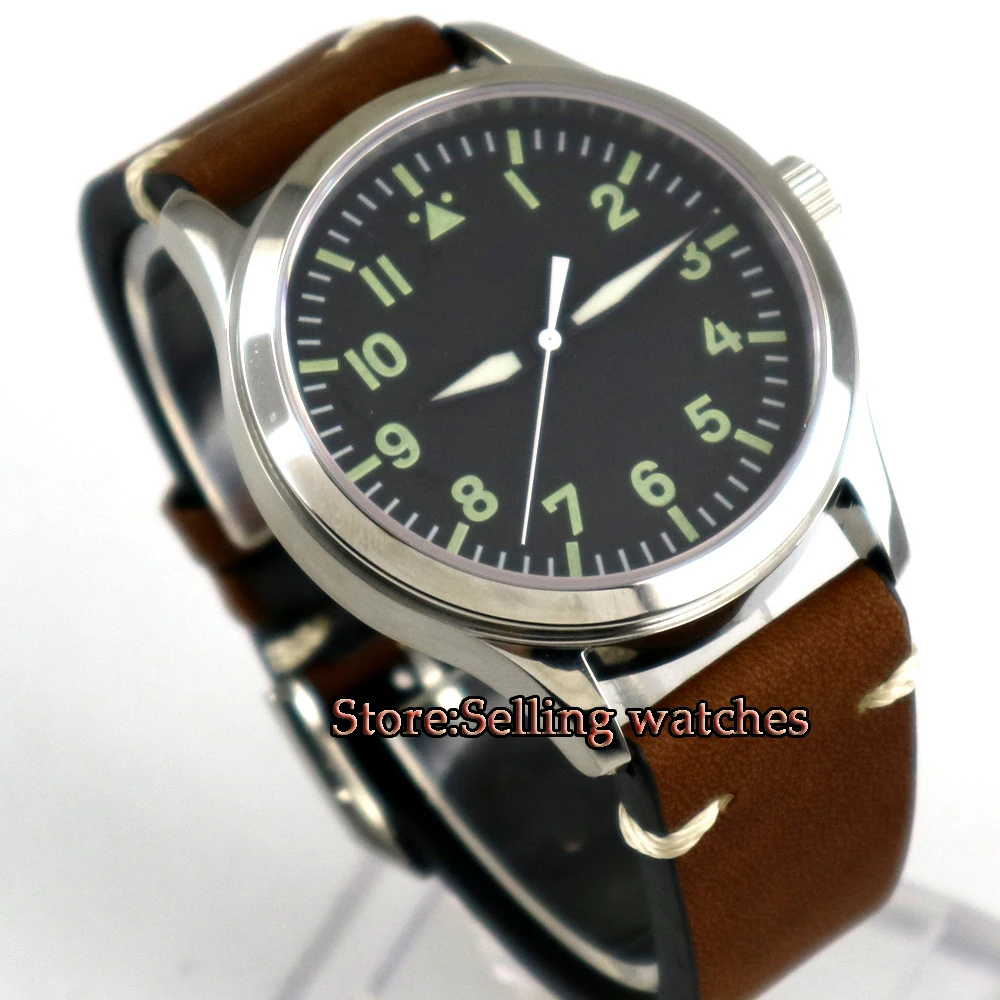 42mm Parnis black sterile dial Sapphire Glass leather strap 21 jewels miyota 8215 Automatic mens Watch 42mm Parnis black sterile dial Sapphire Glass leather strap 21 jewels miyota 8215 Automatic mens Watch
