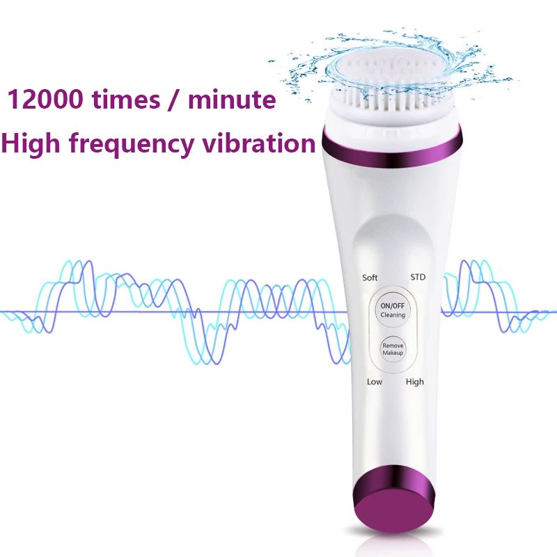3 в 1 Ультразвуковая электрическая Очищающая щетка для лица Вибрирующая Водонепроницаемая силиконовая Очищающая щетка глубокая кисточка для чистки пор инструмент для ухода за кожей
