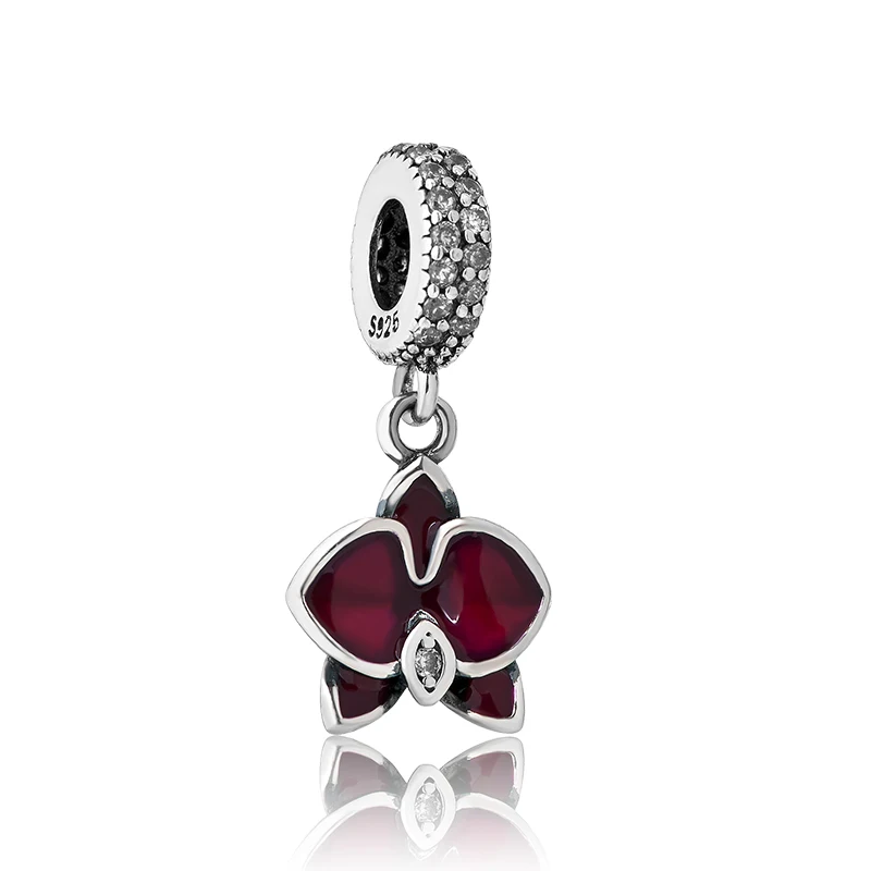 B030 3.98$  Orchid Dangle Charm, CZ & Radiant Orchid-Colored Enamel