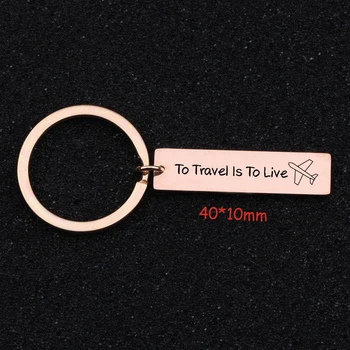 

Engraved Airplane To Travel Is To Live Fashion Keychain For Travel Enthusiast Exclusive Trendy Gift Key Ring Holder Charm Tag