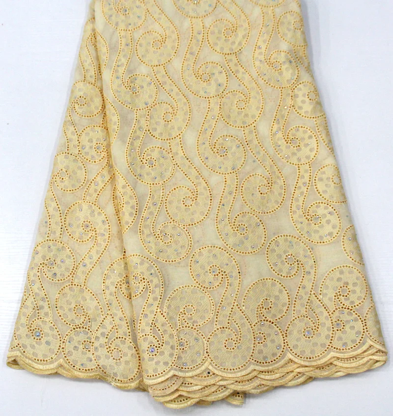 

Eyelet Swiss Voile Lace Fabric With Stones Soft Embroidery Men Dry Voile Lace Materials In Switzerland 5Yards