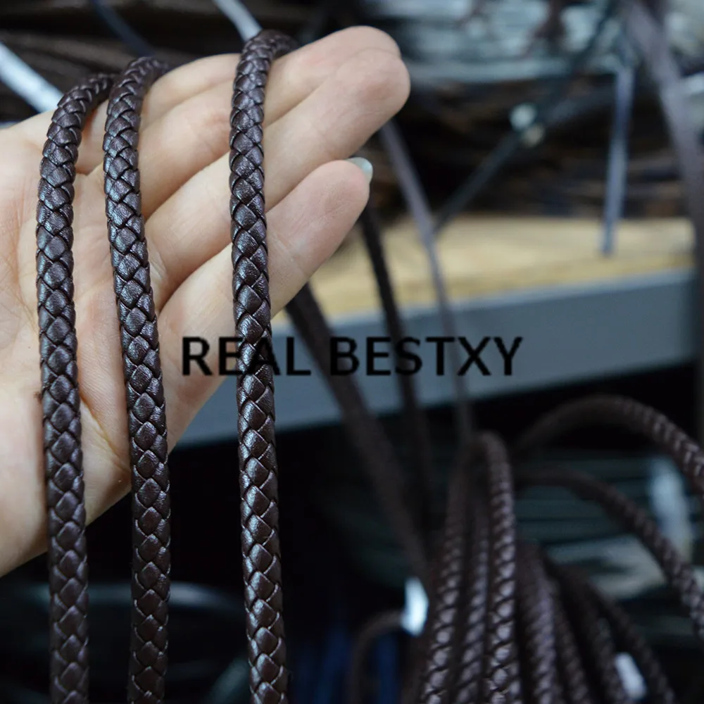 Реальные BESTXY 5 м/лот 6 мм коричневые кожаные шнуры плетеные ремешки для