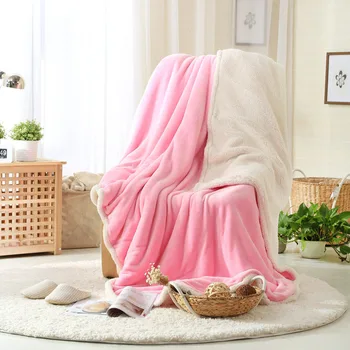 

100% Polyester Warm Soft Fleece Blankets Double Layer Thick Plush Throw on Sofa Bed Plane Plaids Solid Bedspreads Home Textile