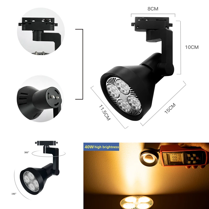 E27 лампа 35 Вт 40 Вт Светодиодный светильник для дорожки алюминиевый потолочный рельсовый трек светильник ing Spot Rail Замена прожекторов E27 лампы AC220V ZGD0002