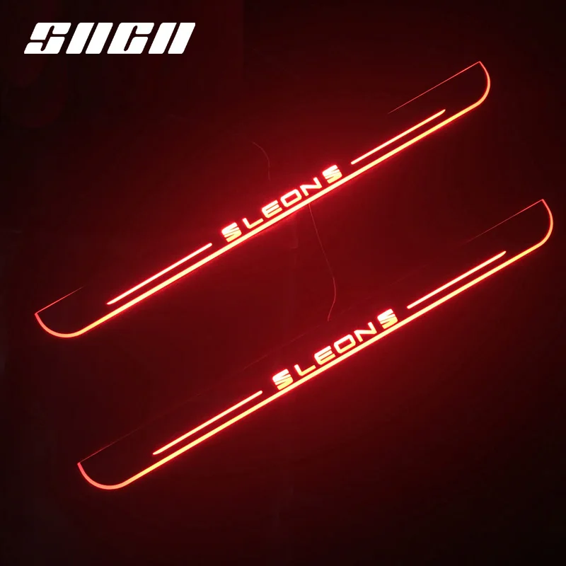 SNCN Trim Pedal LED Car Light Door Sill Scuff Plate Pathway Dynamic Streamer Welcome font b