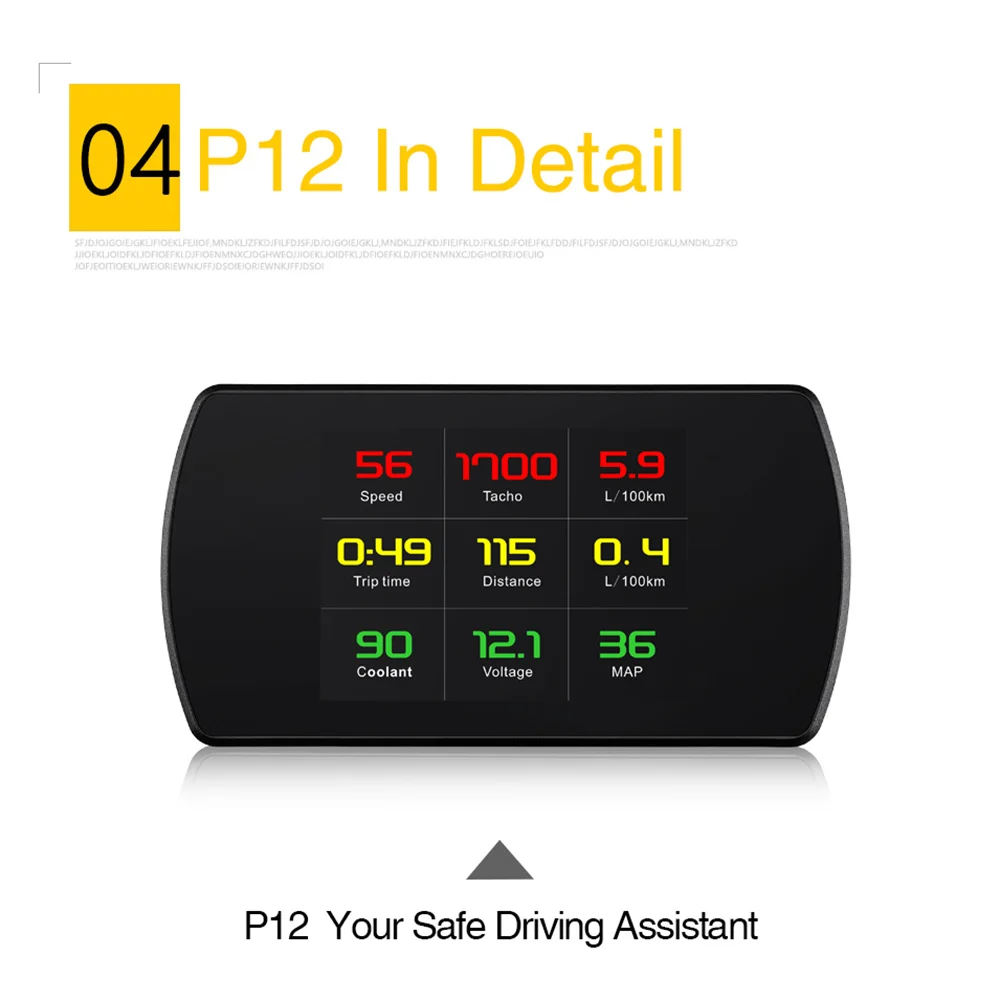 OBDSpace P12 OBD2 автомобильный HUD Дисплей Цифровой скоростной проектор бортовой компьютер скорость метр лобовое стекло 5," туристический компьютер