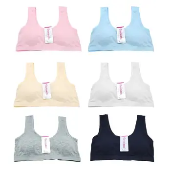 

Big Girls Students Underwear Bra Vest Teen Children Sweet Solid Candy Color Cotton Breathable Removable Padded Training Bralette