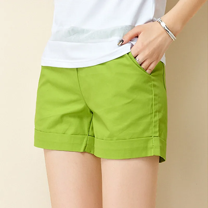 Новые летние шорты женские повседневные модные яркие цвета Горячая Распродажа шорты женские размера плюс свободные женские шорты для отдыха - Цвет: Зеленый