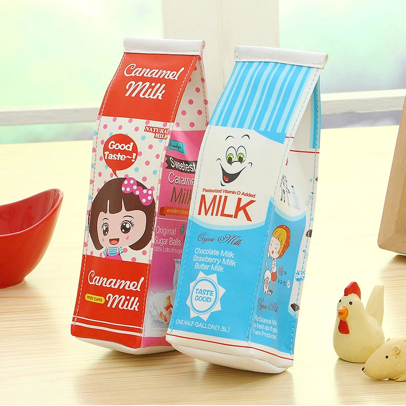 Caja de leche impermeable de PU, estuche para lápices, regalo para bolsa organizadora multifunción, suministro de oficina papelería|pencil pencil bagpencil organizer case - AliExpress