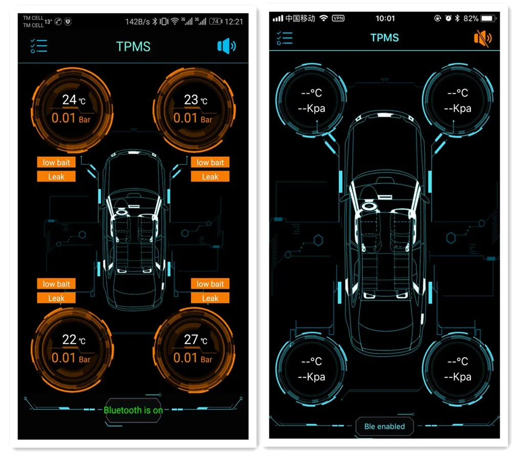 Умная автомобильная система мониторинга состояния шин через Bluetooth 4,0 Система контроля давления в шинах приложение дисплей 4 внутренних/внешних датчика поддержка Android и IOS