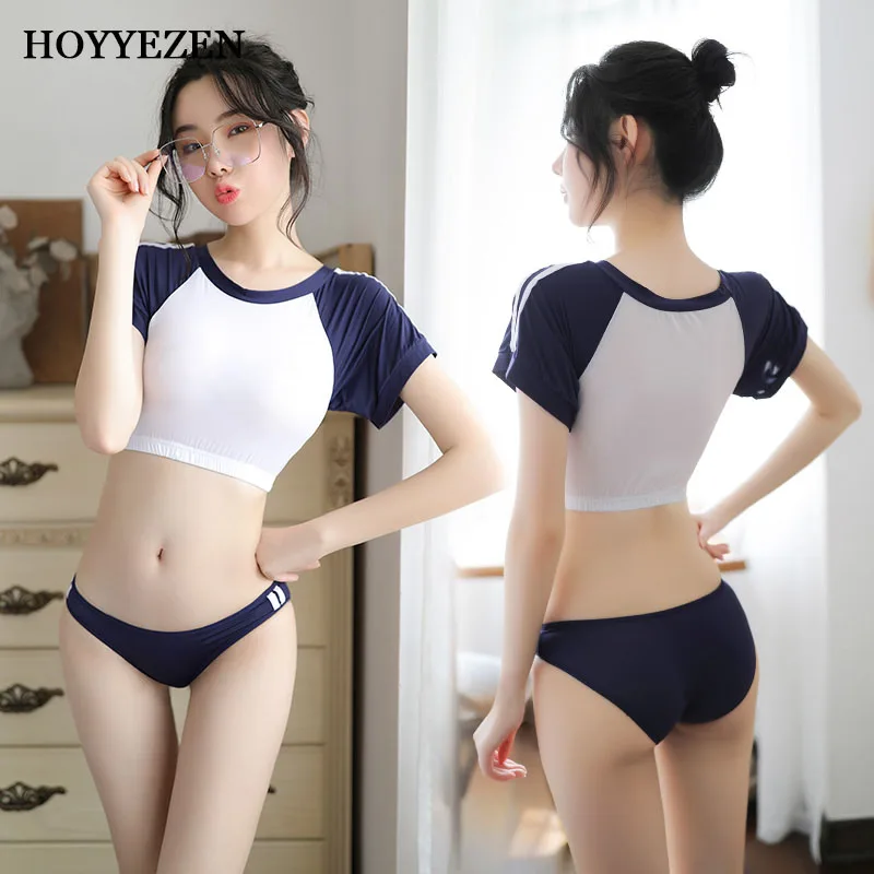 

Hoyyezen sexy lingerie silk Slim fit and comfortable elastic navel soft sleepwear split suit pajama set women