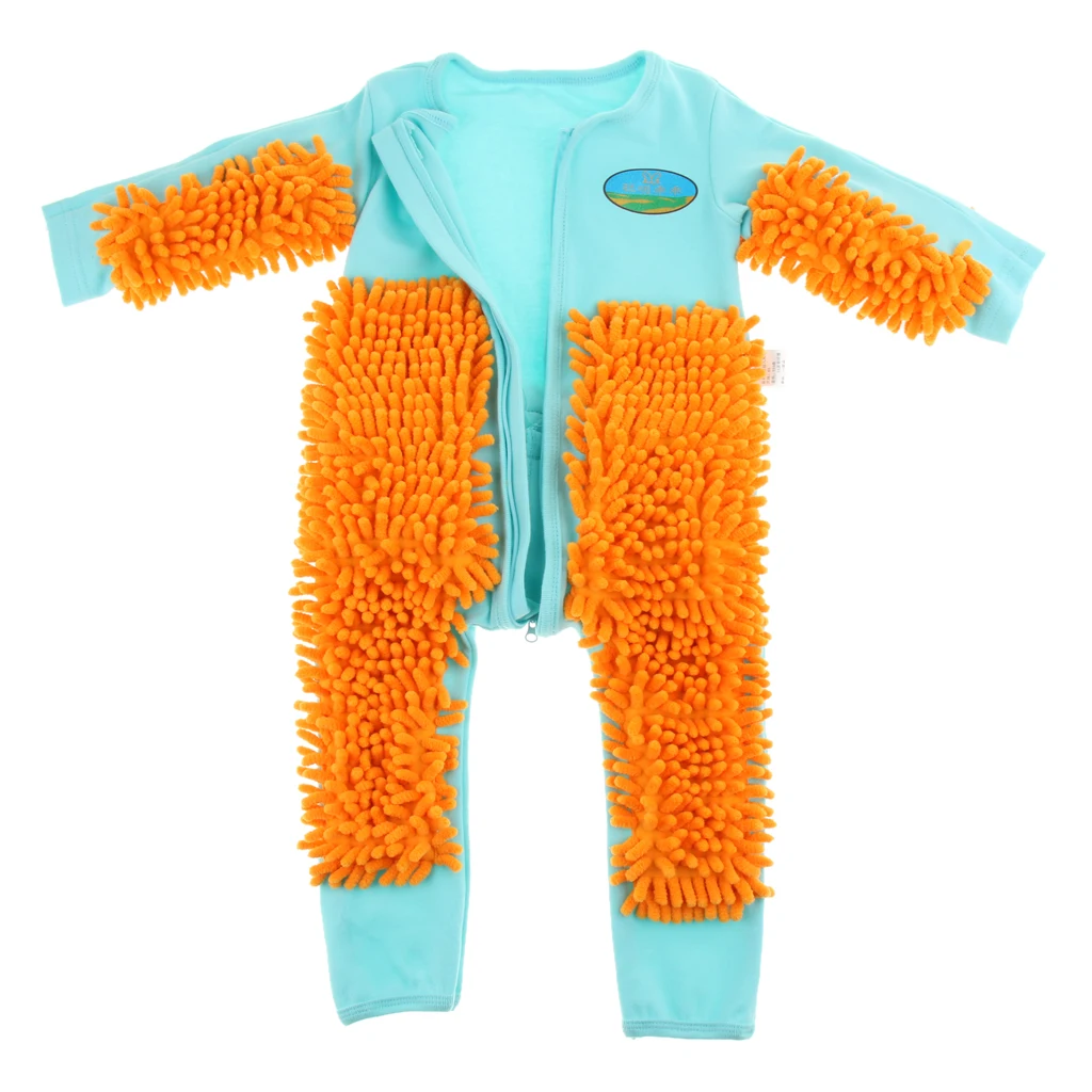 Baby Mop Romper For Boys Girls Clothes Long Sleeve Crawling Jumpsuit Infant Cleaning Mop Suit