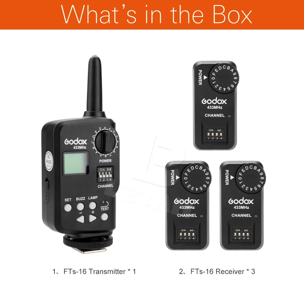 Godox FT-16S Беспроводной Мощность Управление вспышка триггера+ 2x приемники для уличной вспышки Godox V860 V850