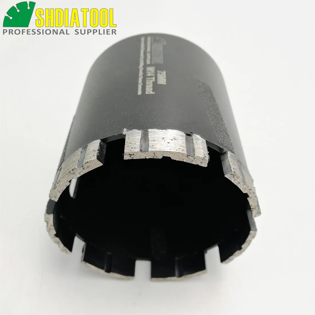 SHDIATOOL 1pc M14 Dia75mm Laser Welded Diamond Dry Drilling Core Bit With Side Protection Hole Saw Hard Granite Marble Drill Bit