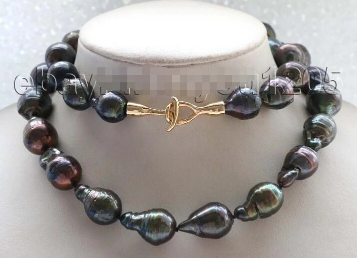 

FREE shipping>>>>> 30" Genuine Natural 25mm Black Reborn Keshi Pearl Necklace 14k #f1770! 6.07 6.8 6.09