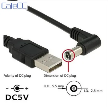 

80cm USB 2.0 A Type Male to Right Angled 90 Degree 5.5 x 2.5mm DC 5V Power Plug Barrel Connector Charge Cable