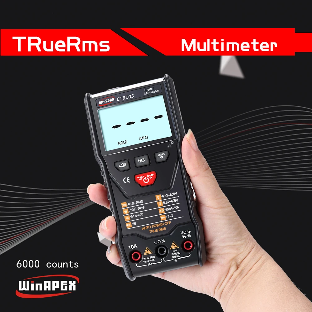 Портативный автоматический измерительный мультиметр WinAPEX ET8103 с ЖК дисплеем