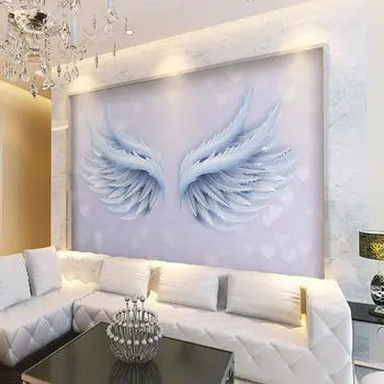 

Custom wallpaper beautiful blue dream wings net red wall background wall decoration waterproof material