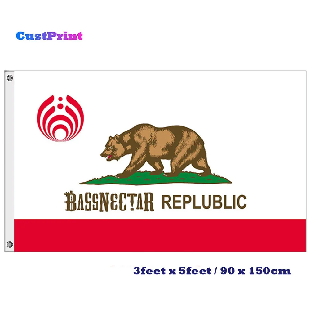 

CustPrint 3ft by 5ft California Bassnectar Republic Flag 100D Polyester Custom Printed Digital Printed Flag