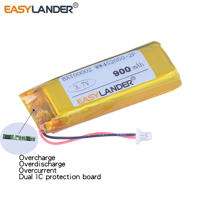 

WW452050-2P 3,7 V 900mAh литий-полимерный аккумулятор для cardo rider g9 G9x G4 наушники беспроводные