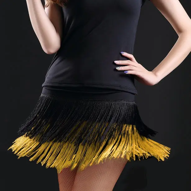 Горячая Распродажа, юбка для танцев для взрослых девушек, детская юбка для латинских танцев с двойной бахромой, юбка с бахромой