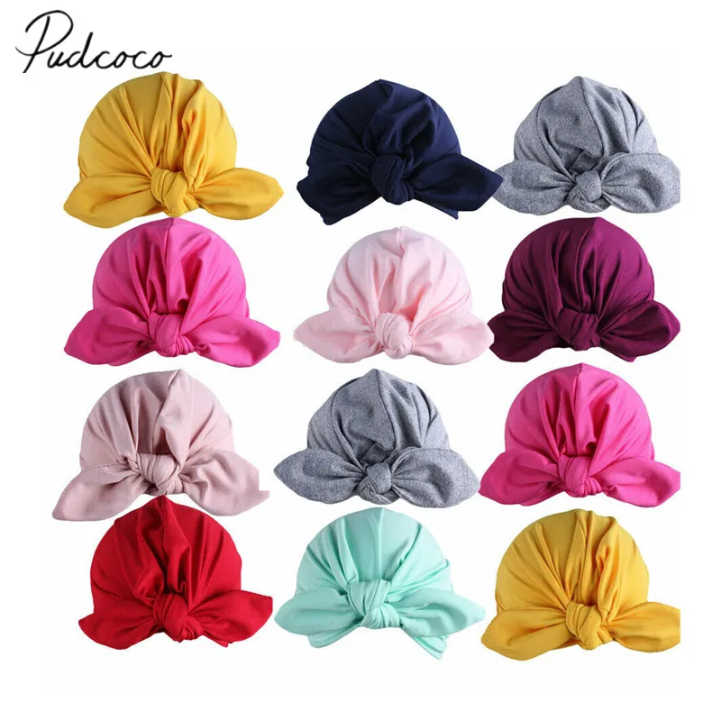 

2019 Baby Accessories Cute Baby Hat Cotton Soft Turban Knot Girl Summer Hat Bohemian Style Kids Newborn Cap For Baby Girls