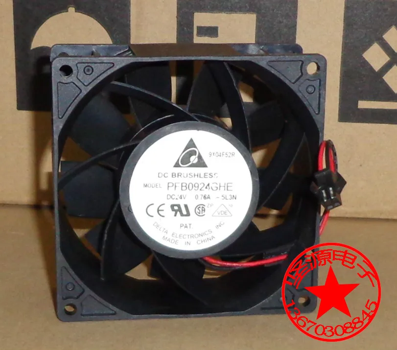 Delta Electronics PFB0924GHE 5L3N Сервер охлаждающий вентилятор DC 24V 0.76A 92X92X38mm 3 жильный|fan dc|square