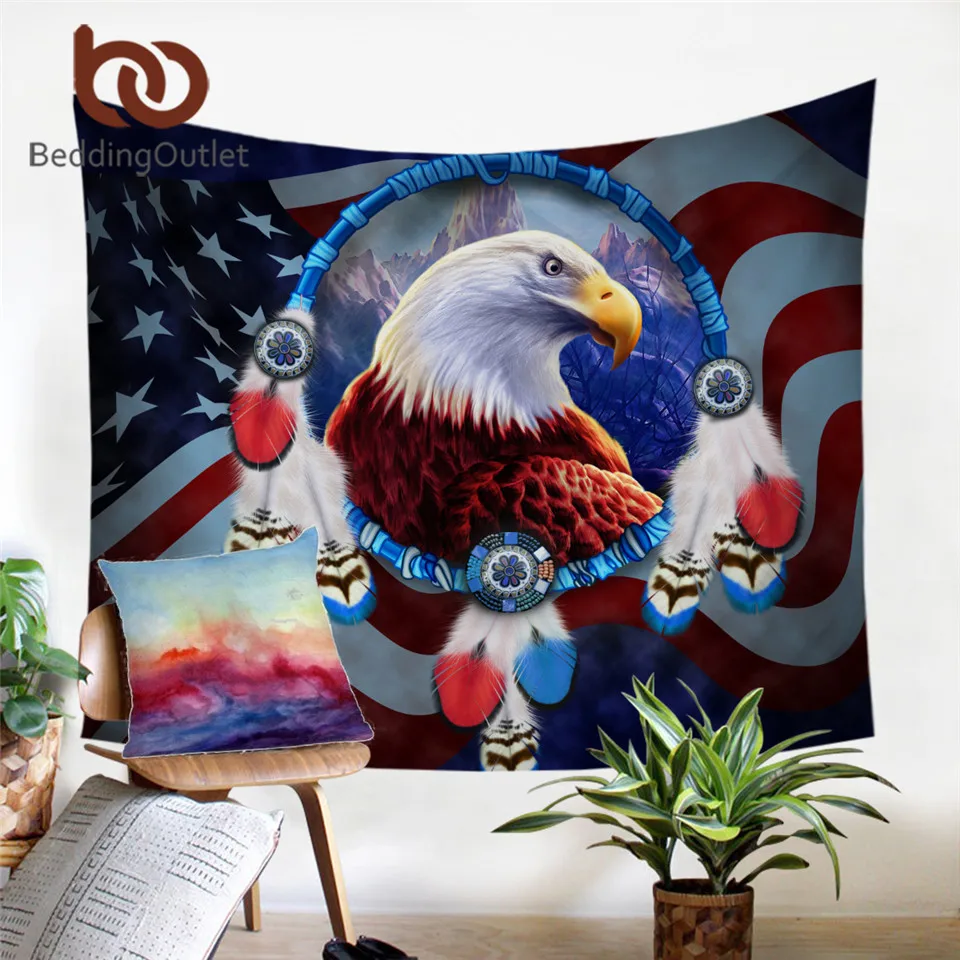 BeddingOutlet гобелен с орлом 3D печать Настенный Ковер летающая птица 130x150 см флаг